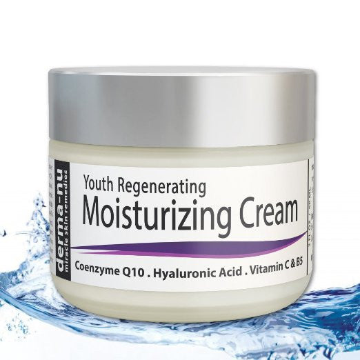 Derma-nu’s Youth Regenerating Moisturizing Cream helps Restore Firm Skin.