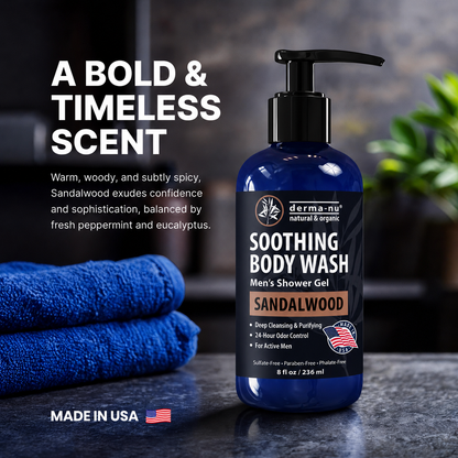 Derma-Nu Soothing Body Wash for Men — Sandalwood— 8 oz