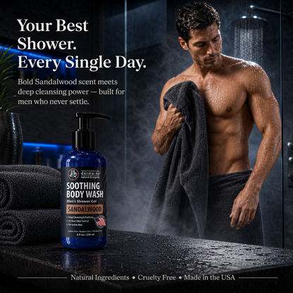 Derma-Nu Soothing Body Wash for Men — Sandalwood— 8 oz
