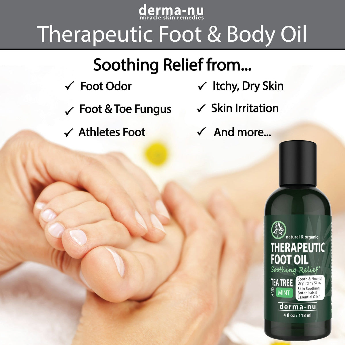 Therapeutic Foot Oil | Miracle Skincare Remedies | Derma-Nu